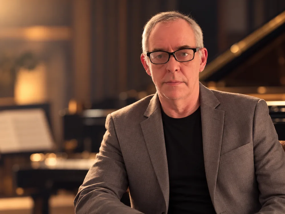 Thomas Lehmann, composer, in a piano studio